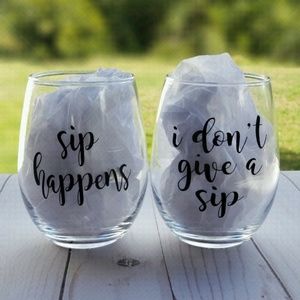 Cute wine glass set! I dont give a sip/sip happens